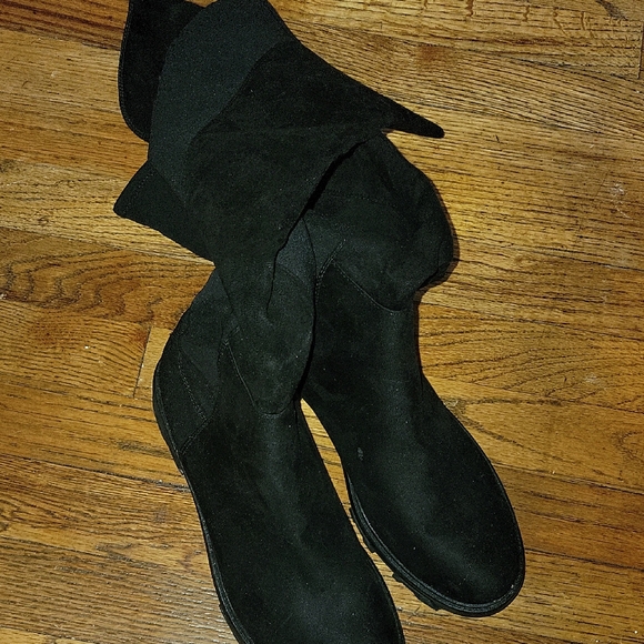 Shoes - Black Suede Knee-High Boots